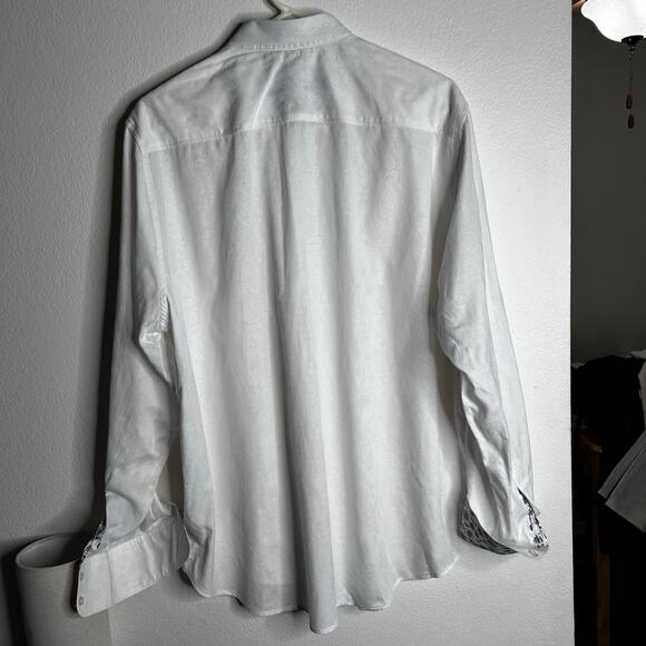 Robert Graham Paisley Contrast Cuff Classic Fit Button Front White Shirt Sz XL - Picture 9 of 11